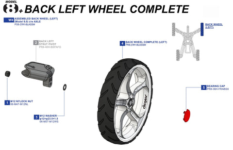 Clicgear 8+ - Back Left Wheel Complete